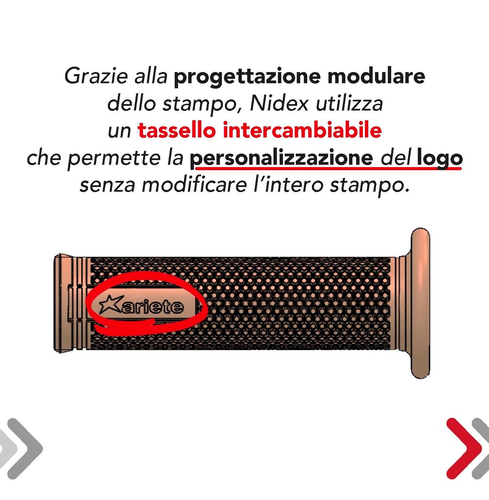 La manopola Nidex permette la personalizzazione del logo